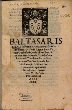 Oratio ad Leonem X. et S. Lateranense Concilium