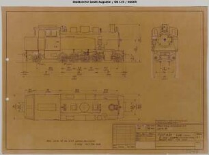 Lok 51, Jung, Baujahr 1923, mit Maßen im Maßstab 1:87