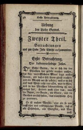 Zweyter Theil. Betrachtungen uns zur Liebe Jesu Christi aufzumuntern.