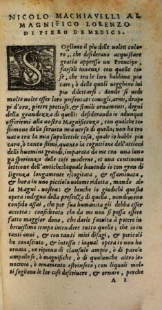 Il Principe Di Nicolo Machiavelli, Al Magnifico Lorenzo Di Piero De Medici