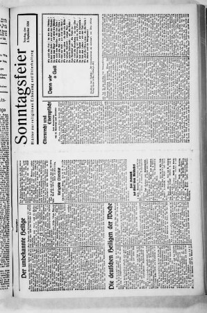 Sonntagsfeier : Blätter besinnlicher Stunden