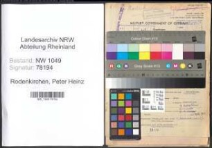Entnazifizierung Peter Heinz Rodenkirchen , geb. 22.03.1913 (Kaufmaennischer Angestellter)
