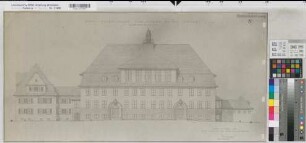 Rüthen (Rüthen) Staatliche Aufbauschule für Jungen Südostansicht 1955 1 : 100 42 x 85 Pause Staatshochbauamt Soest