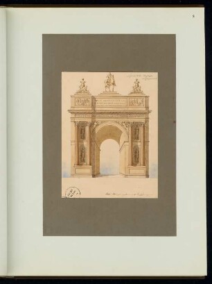 Ehrenpforte an der Schlossbrücke, Berlin Monatskonkurrenz März 1861: Perspektivische Ansicht