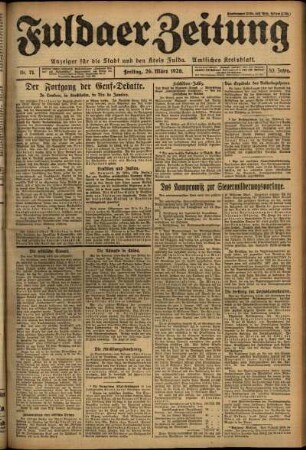 Ausgabe vom Freitag, den 26. März 1926.