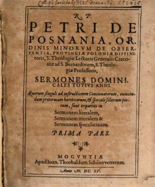 Sermones dominicales totius anni, 1. (1615)