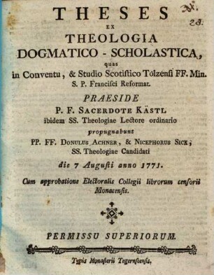 Theses ex theologia dogmatico-scholastica