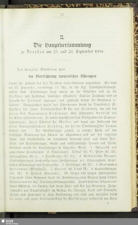 II. Die Hauptversammlung zu Dresden am 23. und 24. September 1904