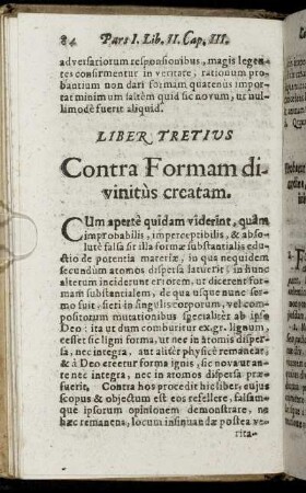 Liber Tertius. Contra Formam divinitus creatam.