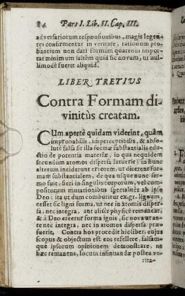 Liber Tertius. Contra Formam divinitus creatam.