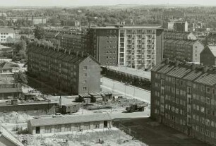 Dresden. Blick vom Studentenhochhaus an der Christianstraße nach Süden