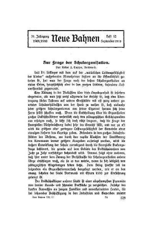 Zur Frage der Schulorganisation