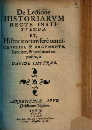 De Lectione historiarum recte instituenda