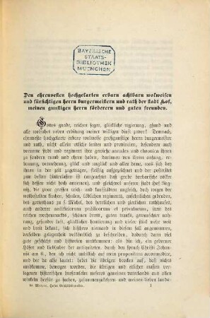 Quellen zur Geschichte der Stadt Hof, [1]. Enoch Widmanns Chronik der Stadt Hof
