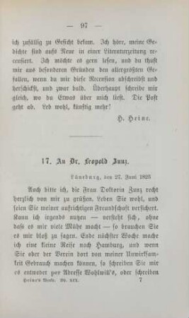 17. An Dr. Leopold Zunz