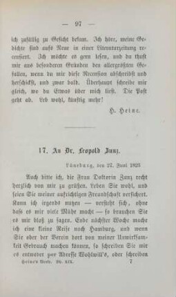 17. An Dr. Leopold Zunz