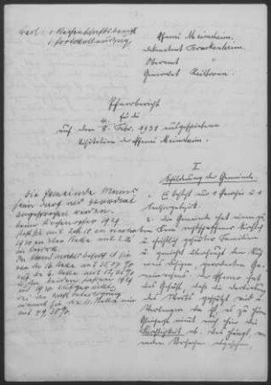 Meimsheim: Pfarrbericht 1931