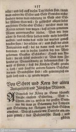 Von Schrot und Korn der alten Antiquiteten und Jüdischen Müntzen.