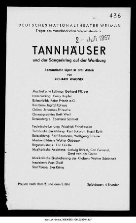 Tannhäuser und der Sängerkrieg auf der Wartburg