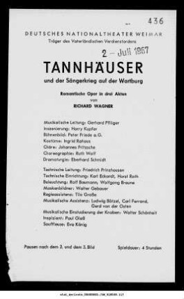 Tannhäuser und der Sängerkrieg auf der Wartburg