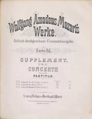 Wolfgang Amadeus Mozart's Werke : Kritisch durchgesehene Gesammtausgabe, 24,[4]. Concerte