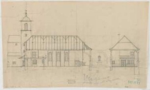 Fischer, Theodor; Neuötting; Ev. Kirche - Querschnitt, Längsschnitt