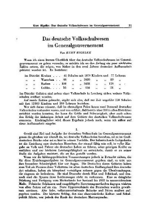 Das deutsche Volksschulwesen im Generalgouvernement