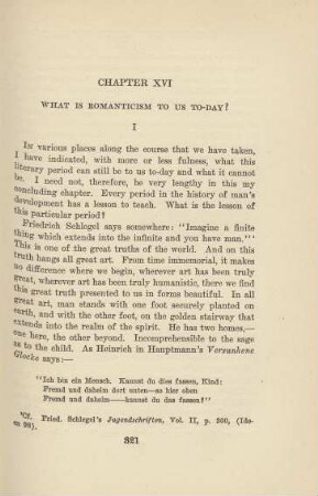 Chapter XVI What is Romanticism to us To-Day?