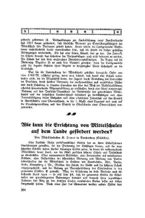 Wie kann die Errichtung von Mittelschulen auf dem Lande gefördert werden?