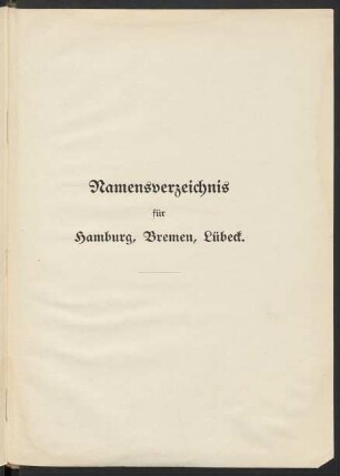 Namensverzeichnis für Hamburg, Bremen, Lübeck