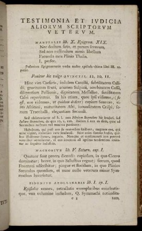 Testimonia Et Iudicia Aliorum Scriptorum Veterum