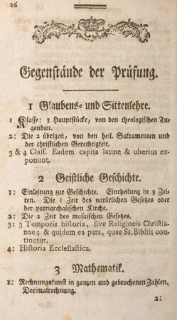 Gegenstände der Prüfung.