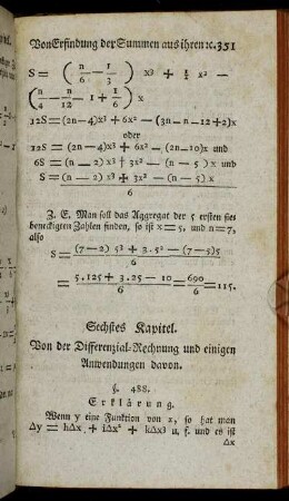 Sechstes Kapitel. Von der Differenzial-Rechnung und einigen Anwendungen davon.