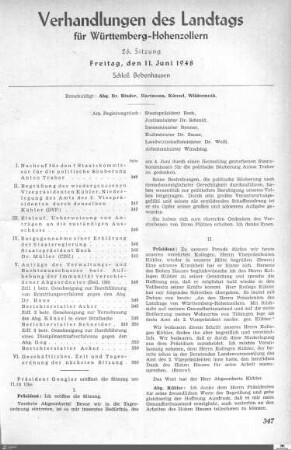 26. Sitzung, Bebenhausen, 11.6.1948