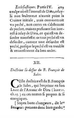 XII. Doctrine là-dessus du B. François de Sales