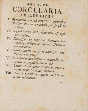 Corollaria Ex Jure Civili.