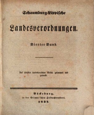 Schaumburg-Lippische Landesverordnungen. 4, 4. 1807/21 (1837)