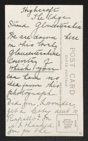 Brief von Max Beerbohm und Florence Beerbohm an Gerhart Hauptmann