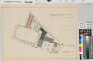 Rüthen (Rüthen) Staatliches Aufbaugymnasium Lageplan 1965 1 : 500 44,5 x 64 kol. Pause Staatshochbauamt Soest