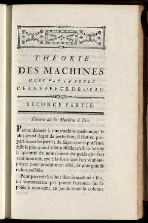 Secunde Partie. Théorie de la Machine à Feu.