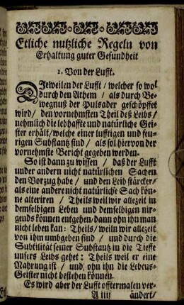 Etliche nutzliche Regeln von Erhaltung guter Gesundheit.