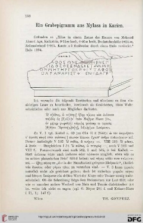 19: Ein Grabepigramm aus Mylasa in Karien