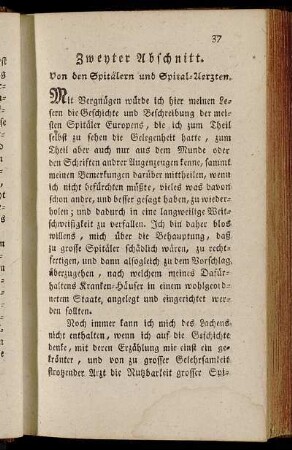 Zweyter Abschnitt. Von den Spitälern und Spital-Aerzten.