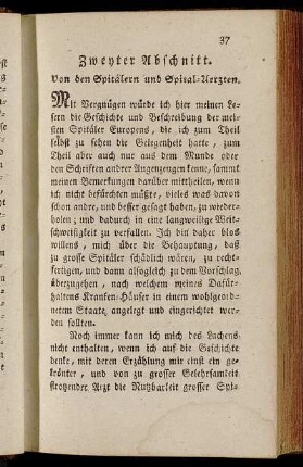 Zweyter Abschnitt. Von den Spitälern und Spital-Aerzten.