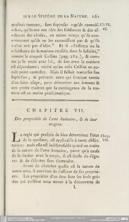 Chapitre VII. De propriétés de l´ame humaine, & de leur origine