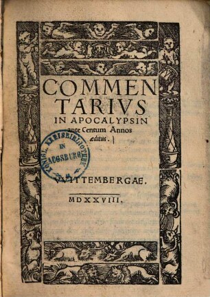 Commentarivs In Apocalypsin ante Centum Annos aeditus