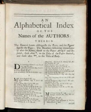 An Alphabetical Index Of The Names Of The Authors: [...]