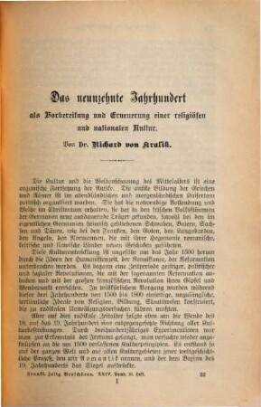 Das neunzehnte Jahrhundert als Vorbereitung und Erneuerung einer religiösen und nationalen Kultur