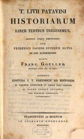 Historiarum liber tertius trigesimus auctior