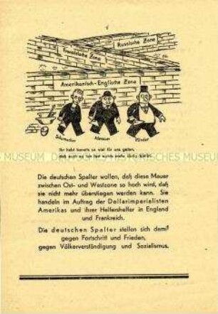 Illustriertes Propagandaflugblatt der SED Thüringen zum Volksbegehren für Einheit und gerechten Frieden